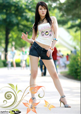 韩国美女黄美姬 Hwang Mi Hee_热裤秀美腿_Jean Shorts